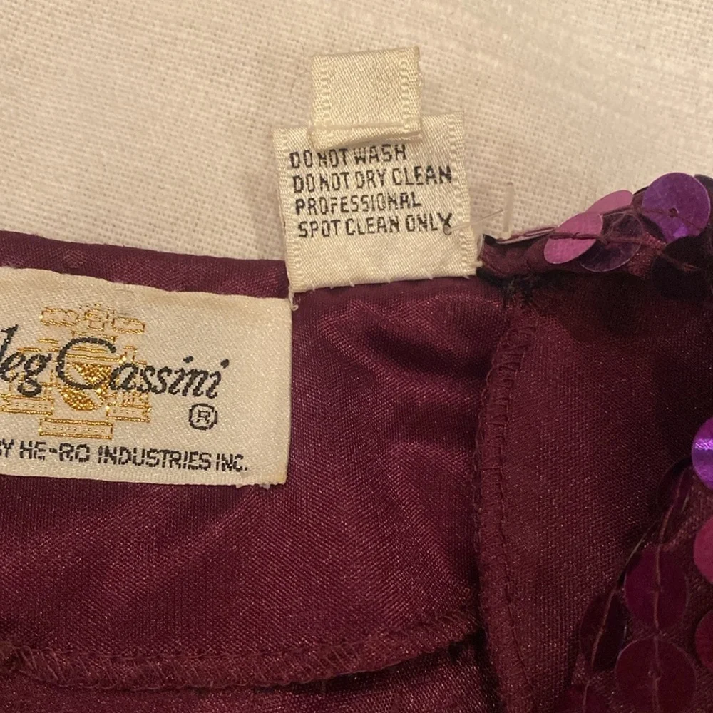 RARE Vtg Purple Sequin Oleg Cassini cocktail formal party midi long Dress sz 10